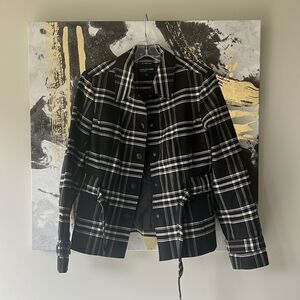 Jones New York plaid  Jacket Size small Women’s Black White Blazer Preppy